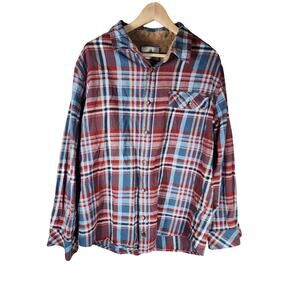 LEGENDARY WHITETAILS Men's Red Blue White Buck Camp Flannel SZ L